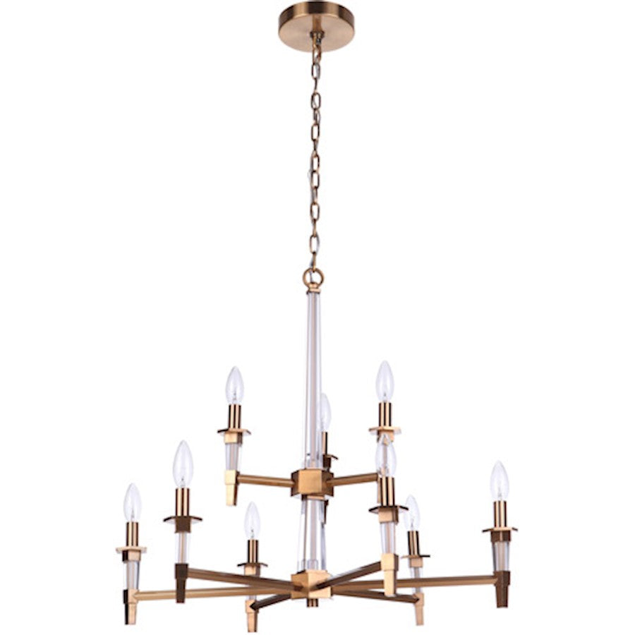 Craftmade Tarryn 9 Light Chandelier, Satin Brass - 53229-SB