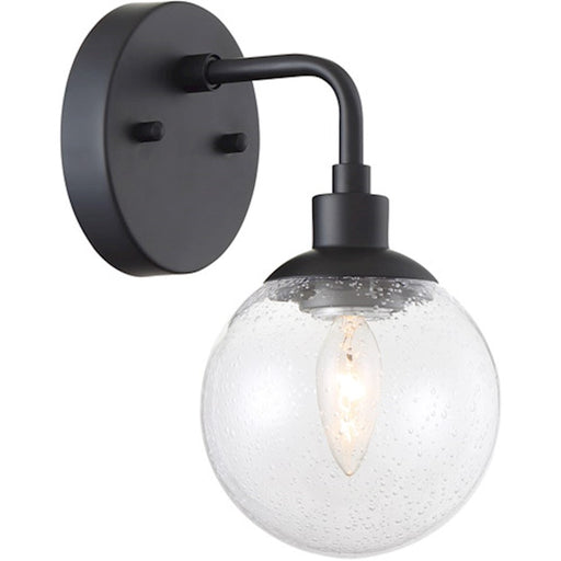 Craftmade Que 1 Light Wall Sconce, Flat Black/Clear Seeded - 53301-FB