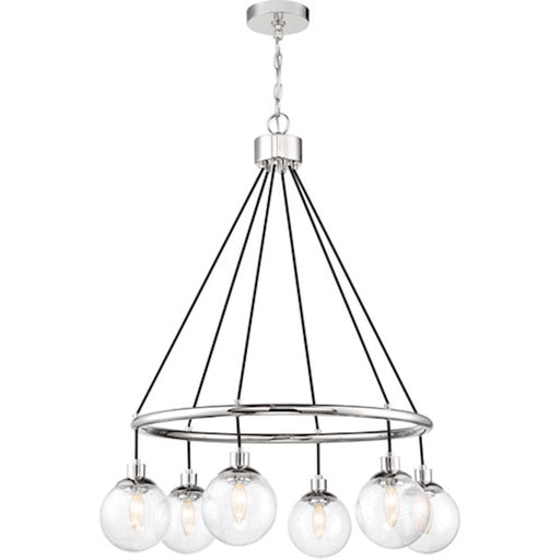 Craftmade Que 6 Light Chandelier, Chrome/Clear Seeded - 53326-CH