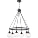 Craftmade Que 6 Light Chandelier, Flat Black/Clear Seeded - 53326-FB