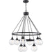Craftmade Que 9 Light Chandelier, Flat Black/Clear Seeded - 53329-FB