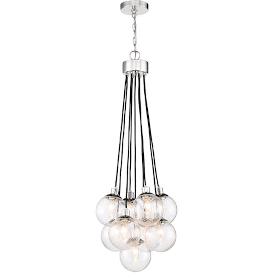 Craftmade Que 9 Light Pendant, Chrome/Clear Seeded - 53399-CH