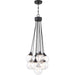 Craftmade Que 9 Light Pendant, Flat Black/Clear Seeded - 53399-FB