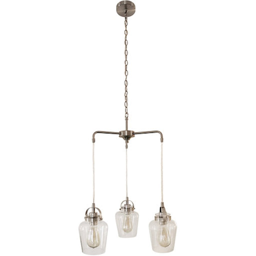 Craftmade Trystan 3 Light Chandelier, Brushed Polished Nickel/Clear - 53523-BNK