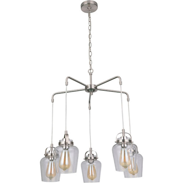Craftmade Trystan 5 Light Chandelier, Brushed Polished Nickel/Clear - 53525-BNK