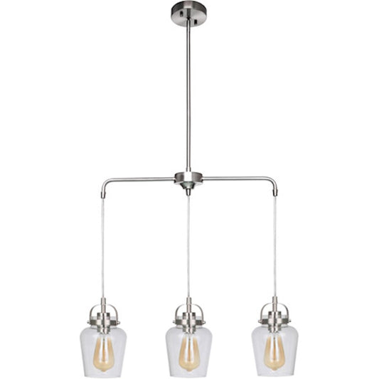 Craftmade Trystan 3 Light 6" Pendant, Brushed Polished Nickel/Clear - 53593-BNK