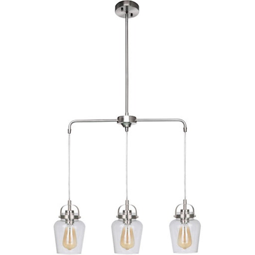 Craftmade Trystan 3 Light 6" Pendant, Brushed Polished Nickel/Clear - 53593-BNK