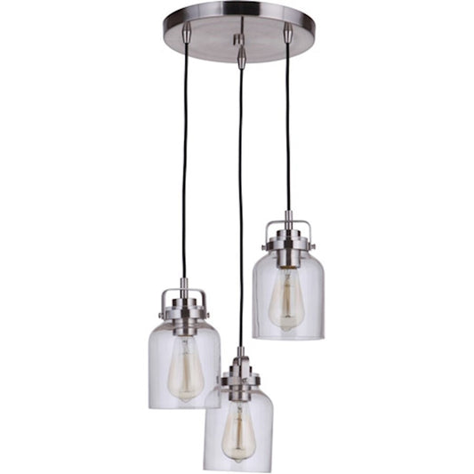 Craftmade Foxwood 3 Light Pendant, Brushed Polished Nickel - 53692-BNK