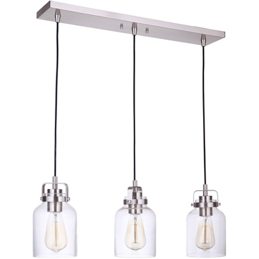 Craftmade Foxwood 3 Light Linear Pendant, Brushed Polished Nickel - 53693-BNK