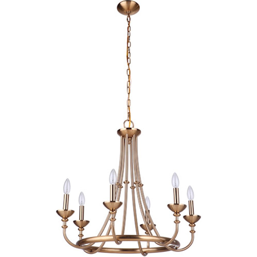 Craftmade Marlowe 6 Light Chandelier, Satin Brass - 53726-SB