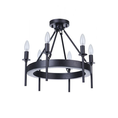 Craftmade Larrson 6 Light Semi-Flush, Flat Black - 54356-FB