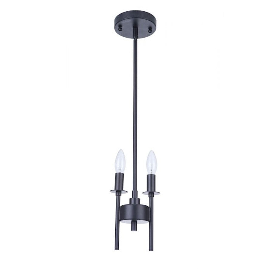 Craftmade Larrson 2 Light Mini Pendant, Flat Black - 54392-FB