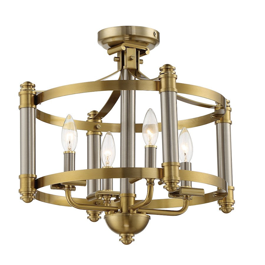 Craftmade Stanza 4 Light Semi Flush, Polished Nickel/Brass