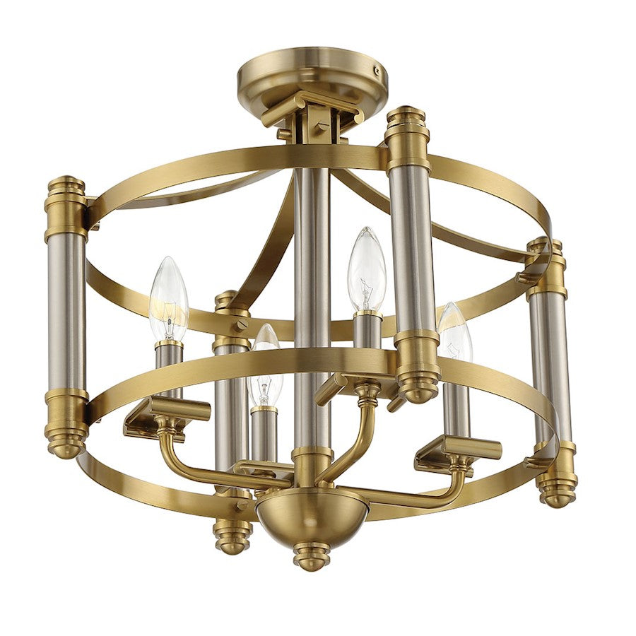 Craftmade Stanza 4 Light Semi Flush, Polished Nickel/Brass