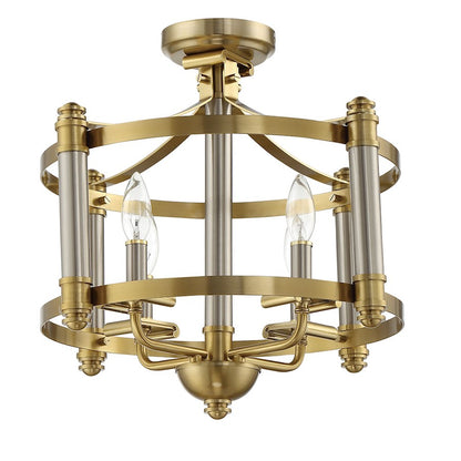 Craftmade Stanza 4 Light Semi Flush, Polished Nickel/Brass