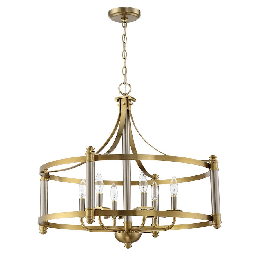 Craftmade Stanza 6 Light Pendant, Polished Nickel/Brass - 54896-BNKSB