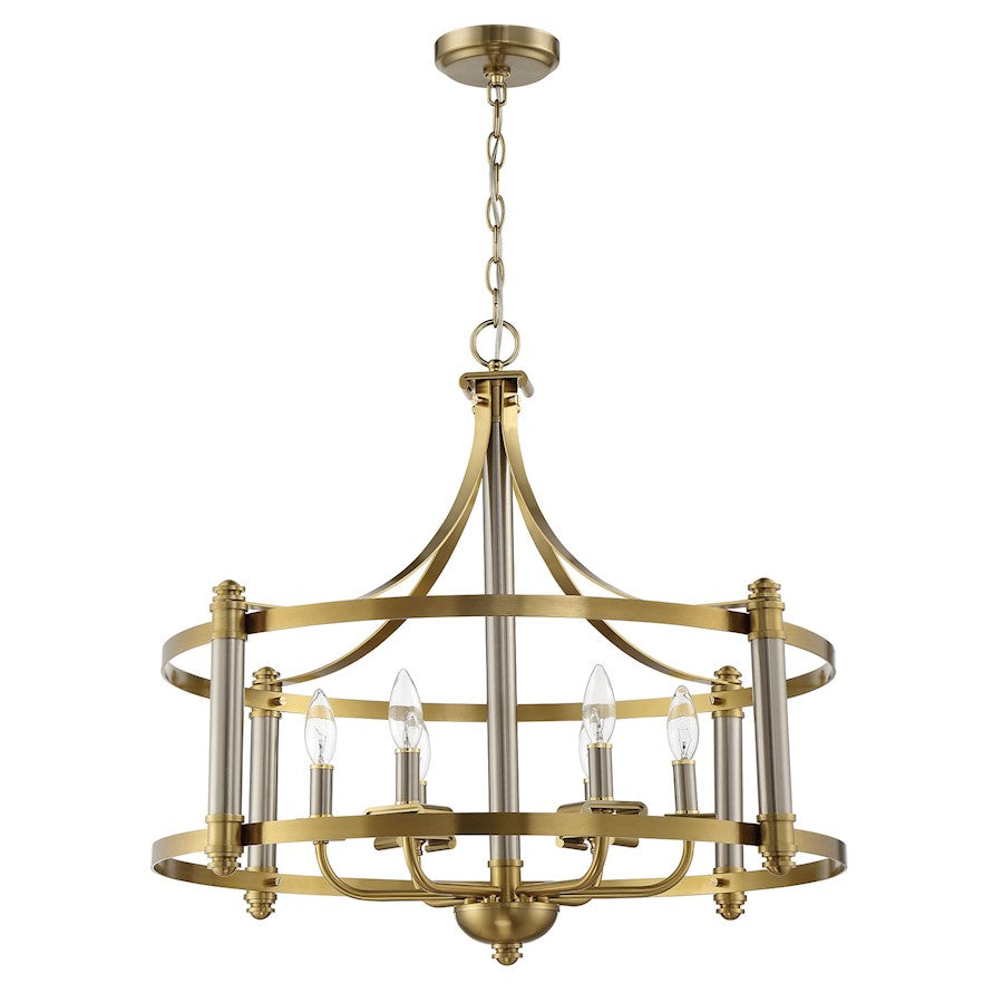 6 Light Pendant, Polished Nickel