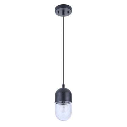 Craftmade Pill 1 Light Mini Pendant, Flat Black - 55091-FB