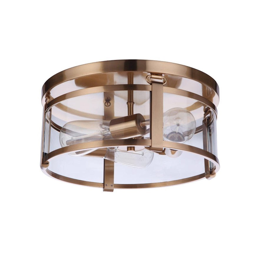 Craftmade Elliot 3 Light Flush Mount, Satin Brass - 55383-SB