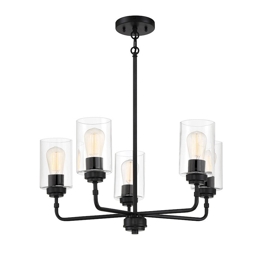 Craftmade Stowe 5 Light Chandelier, Flat Black - 56025-FB