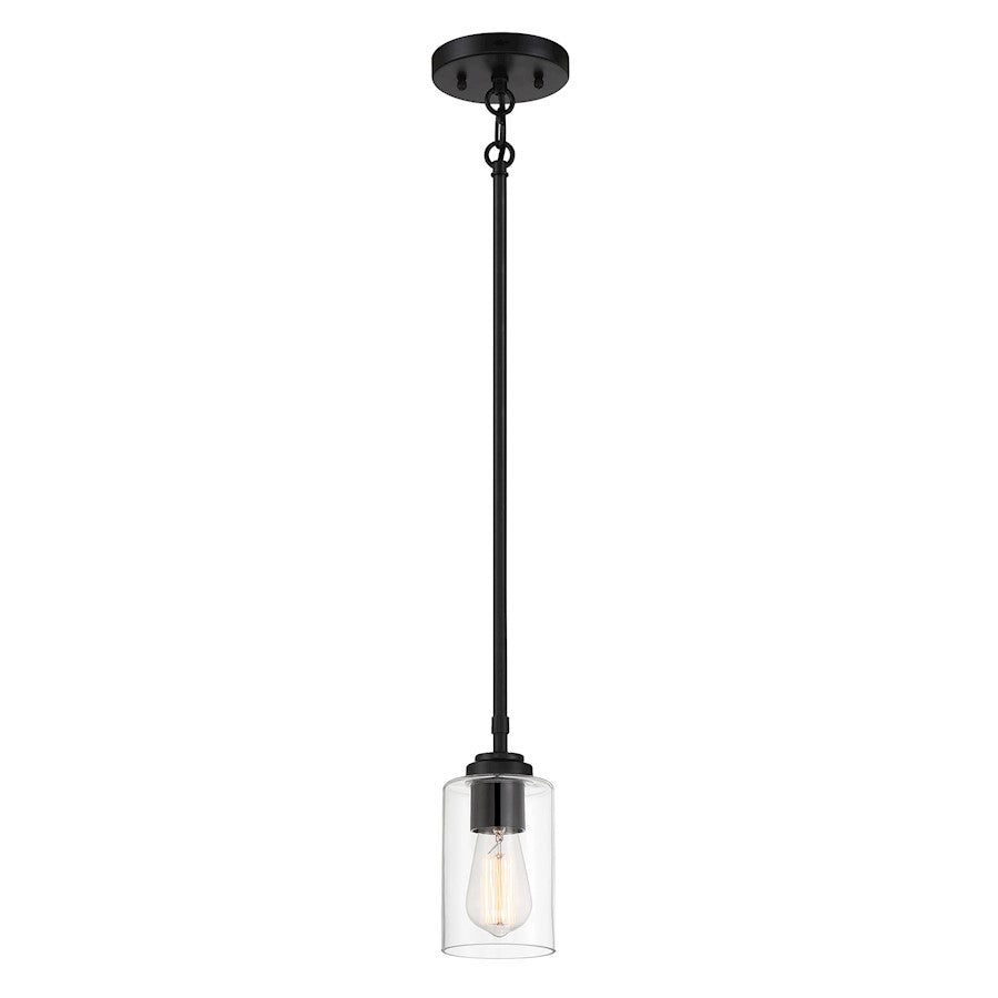 Craftmade Stowe 1 Light Mini Pendant, Flat Black - 56091-FB