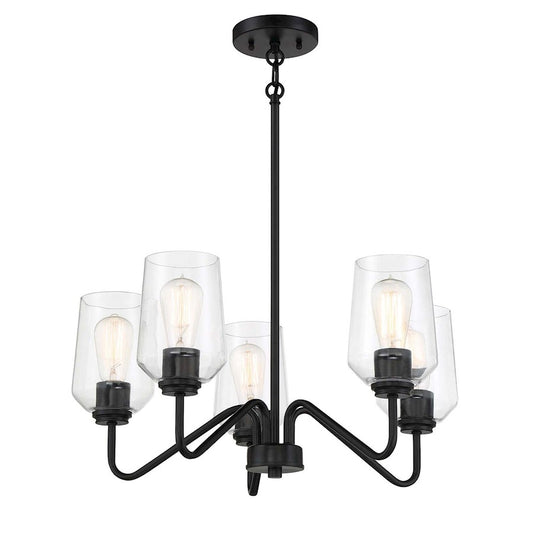 Craftmade Shayna 5 Light Chandelier, Flat Black - 56125-FB