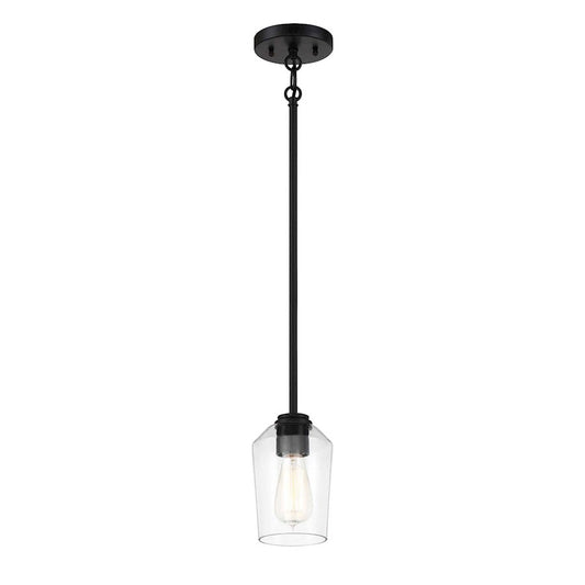 Craftmade Shayna 1 Light Mini Pendant, Flat Black - 56191-FB