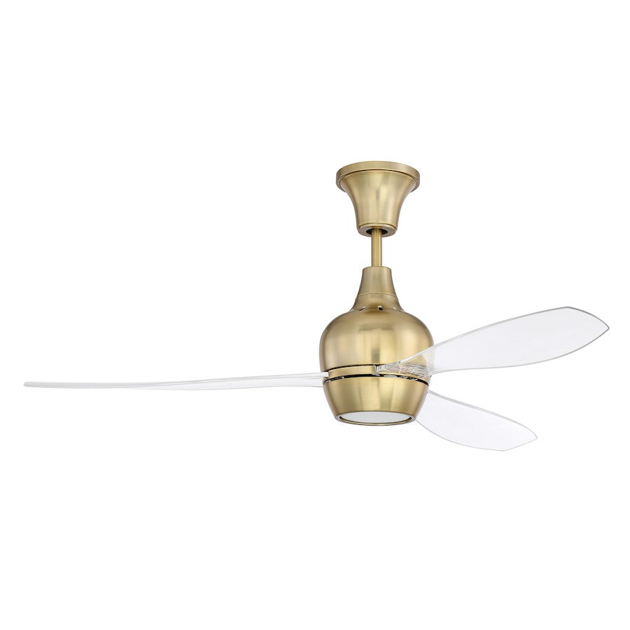 Craftmade 52" Bordeaux Ceiling Fan, Satin Brass/Clear Acrylic - BRD52SB3