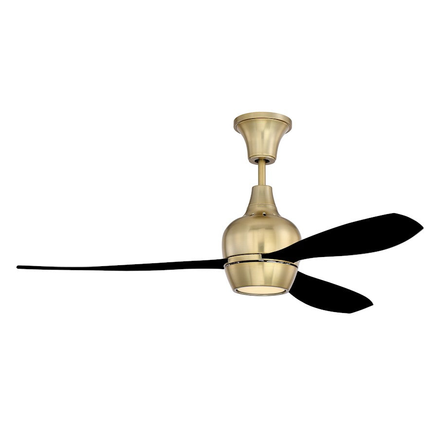 Craftmade 52" Bordeaux Ceiling Fan, Satin Brass/Flat Black - BRD52SB3-FB