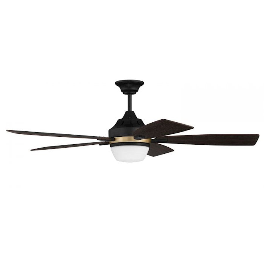 Craftmade Fresco 52" Ceiling Fan, Flat Black/Satin Brass - FRS52FBSB5