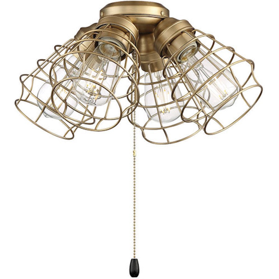 Craftmade 4 Light Light Kit, Satin Brass w/ Cage Shades - LK405101-SB-LED