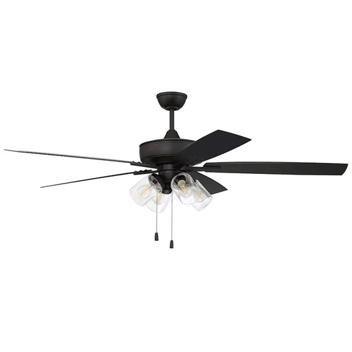 Craftmade Outdoor Super Pro 60" Ceiling Fan, Black/4 Light Kit/Clear - OS104FB5