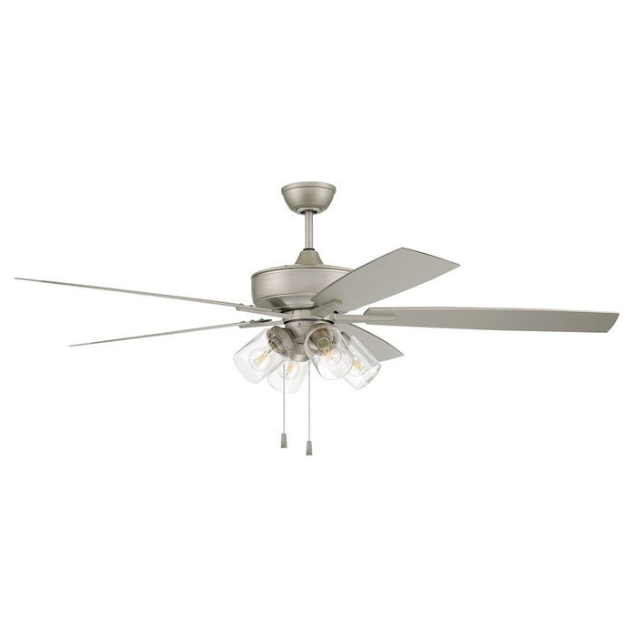Craftmade Outdoor Super Pro 60" Ceiling Fan, Nickel/4 Light Kit/Clear - OS104PN5