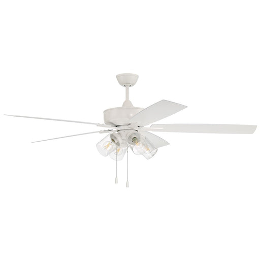 Craftmade Outdoor Super Pro 60" Ceiling Fan, White/4 Light Kit/Clear - OS104W5