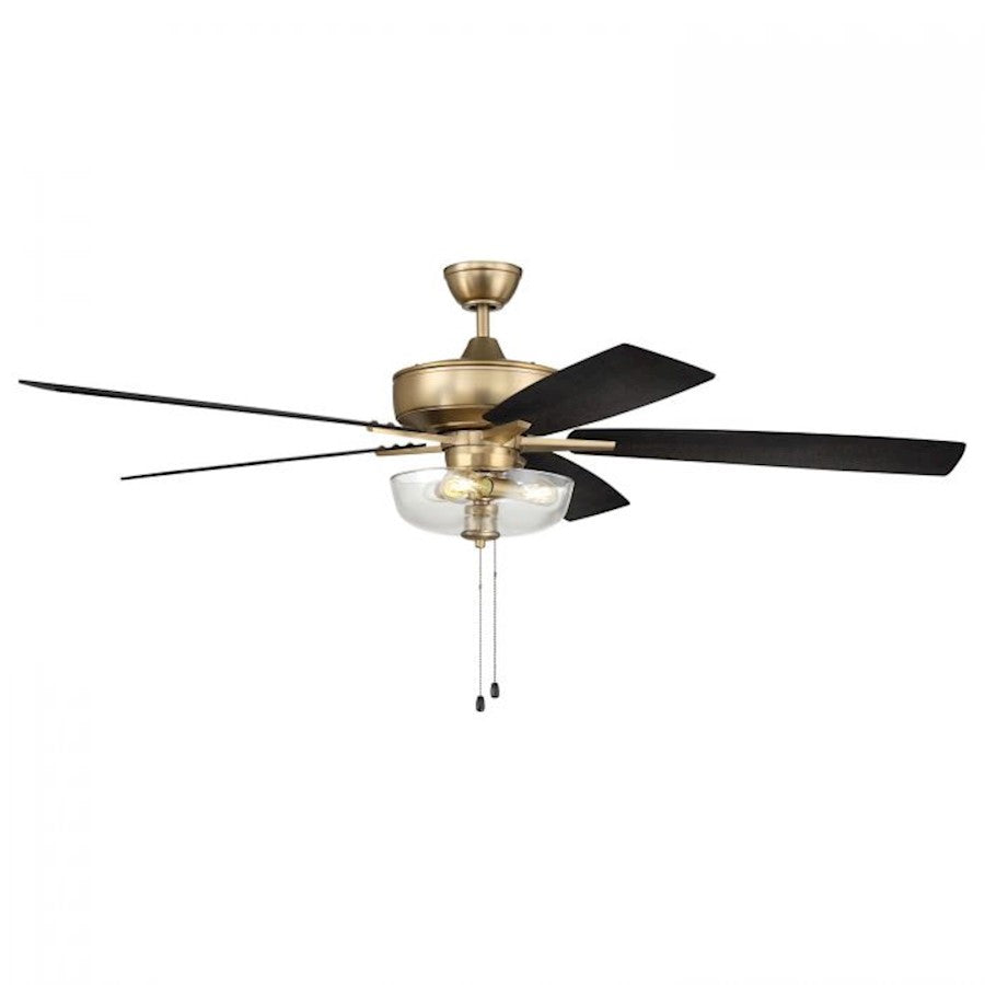 Craftmade Super Pro 60" Fan w/Blades, Clear Bowl Light, Brass - S101SB5-60BWNFB