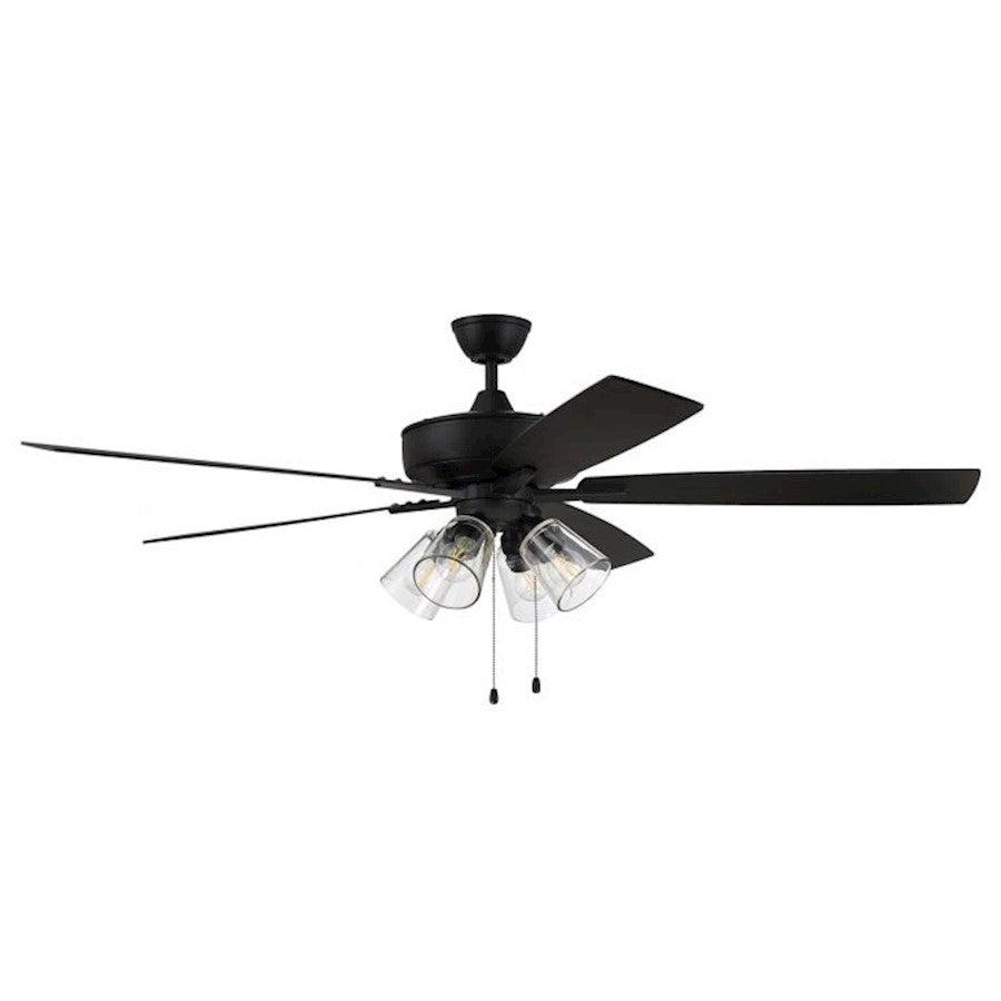 Craftmade Super Pro 104 60" Fan w/Blades, 4 Light Kit, BK/Clear - S104FB5-60FBGW