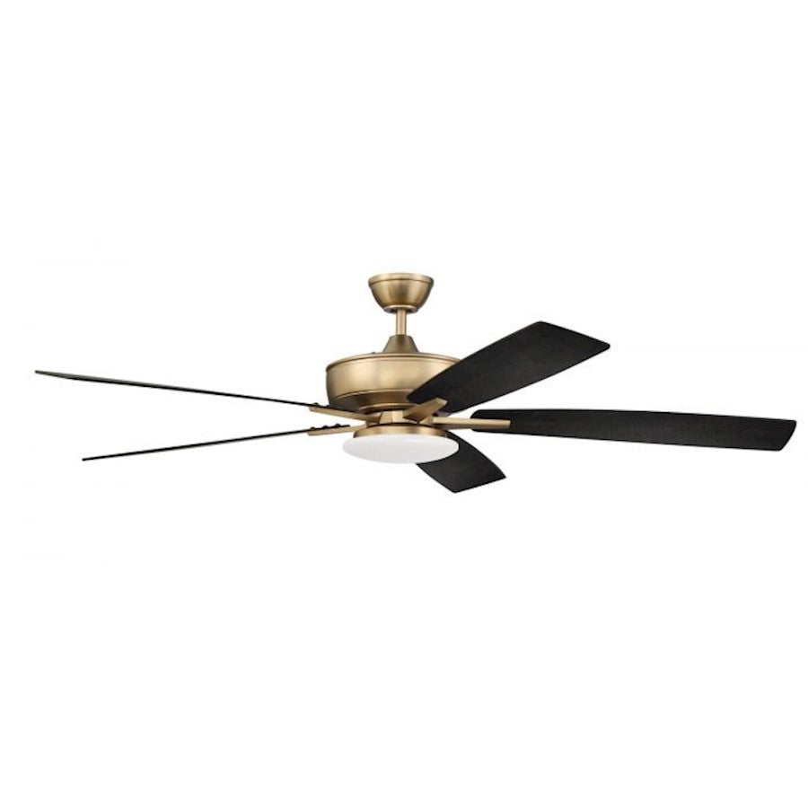 Craftmade Super Pro 60" Fan w/Blades, Low Profile Light, Brass - S112SB5-60BWNFB