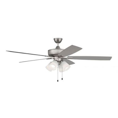 Craftmade Super Pro 60" Fan w/Blades, 4 Light Kit, Nickel/White - S114BN5-60BNGW