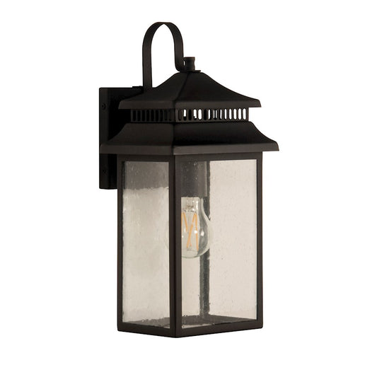 Craftmade Crossbend Small 1 Light Outdoor Lantern, Black/Seeded - ZA3104-TB