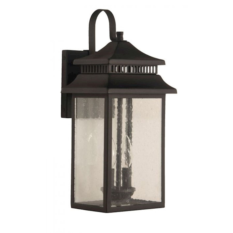 Craftmade Crossbend Medium 2 Light Outdoor Lantern, Black/Seeded - ZA3114-TB