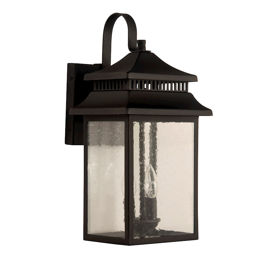 Craftmade Crossbend Large 2 Light Outdoor Lantern, Black/Seeded - ZA3124-TB