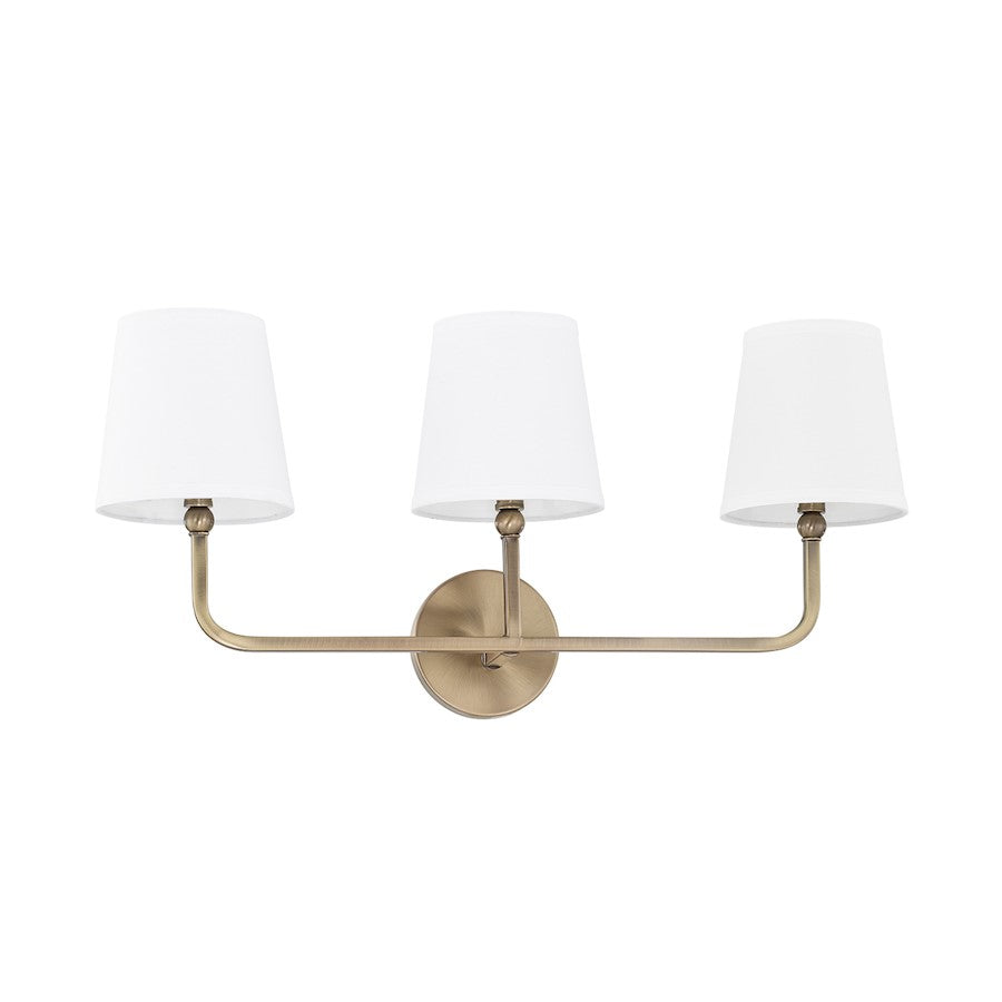 Capital Lighting Dawson 3 Light Vanity, Aged Brass - 119331AD-674