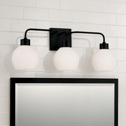 Tanner 3 Light Bathroom Vanity Light, Black/Soft White