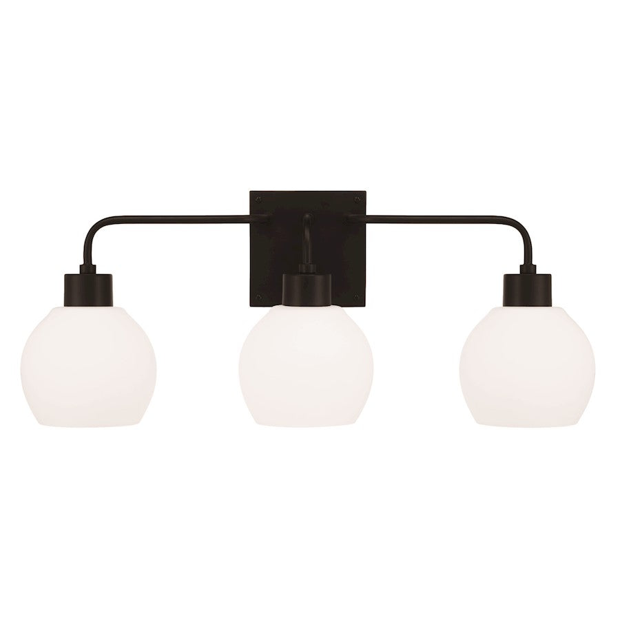 Tanner 3 Light Bathroom Vanity Light, Black/Soft White