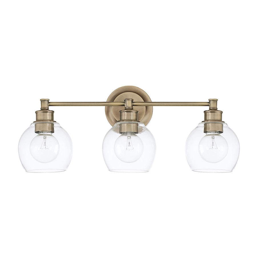 Capital Lighting Mid-Century 3 Light Vanity, Aged Brass - 121131AD-426