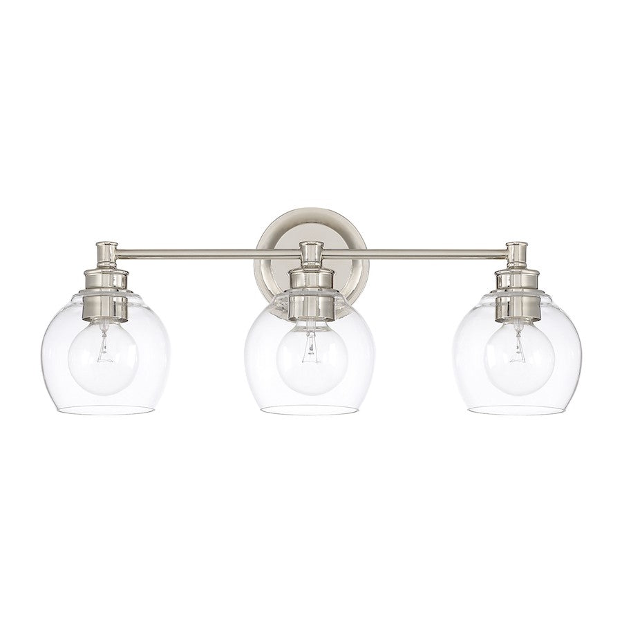 Capital Lighting Mid-Century 3 Light Vanity, Polished Nickel - 121131PN-426