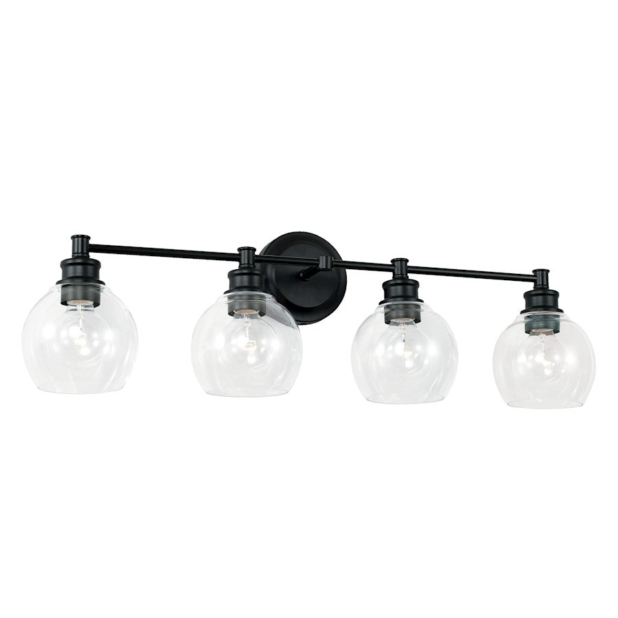 Capital Lighting Mid Century 4 Light Vanity in Matte Black/Clear - 121141MB-426