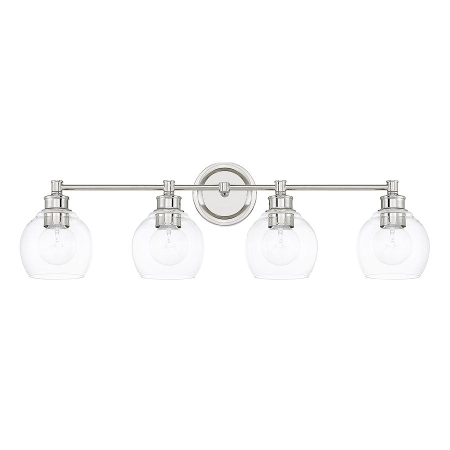 Capital Lighting Mid-Century 4 Light Vanity, Polished Nickel - 121141PN-426