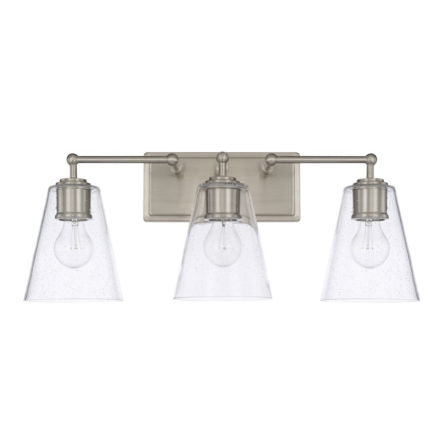 Capital Lighting 3 Light Cone Vanity, Brushed Nickel/Seeded - 121731BN-463