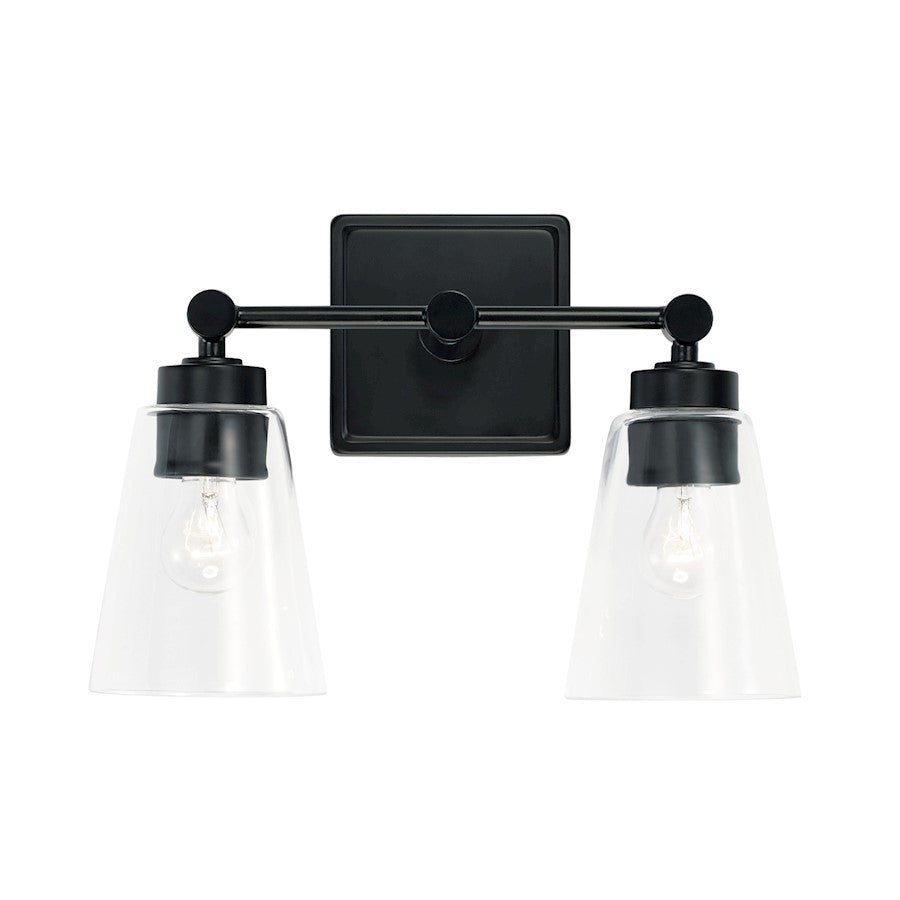 2 Light Bathroom Vanity Light in Matte Black